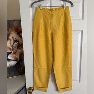 Zara Mustard Yellow Tapered Trousers High Waist Pants